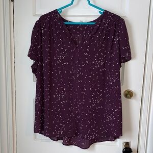 Fun 2 Fun Plum Blouse with White Accents